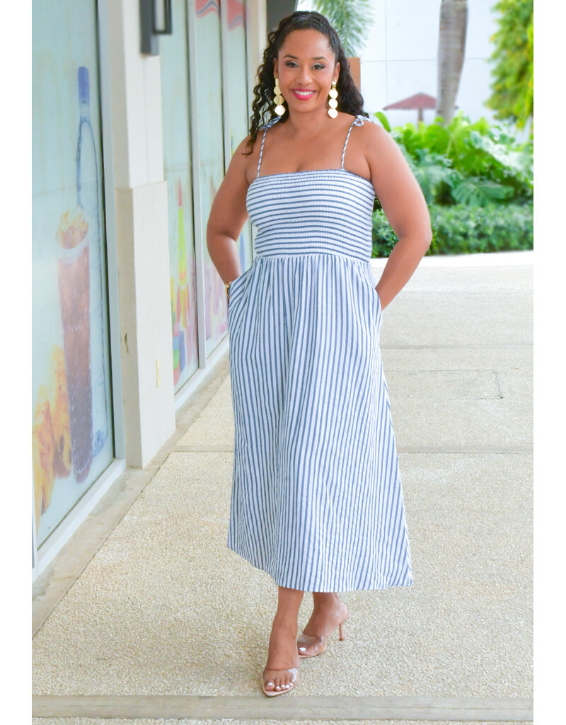 Julia Jordan KISER- Long Stripe Elastic Waist Dress