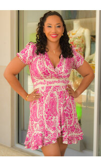 Maison Tara KOLIV- Printed Lap To Dress with Sleeves