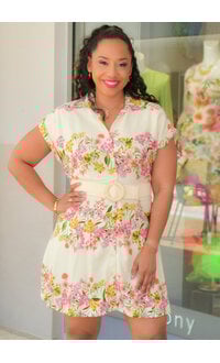 NOLEA- Floral Button Down Dress with Collar