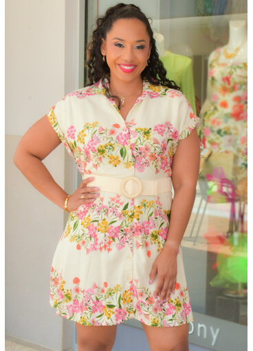 NOLEA- Floral Button Down Dress with Collar