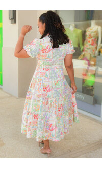 Maison Tara KISIA- Floral Button Down Dress with Short Puff Sleeves