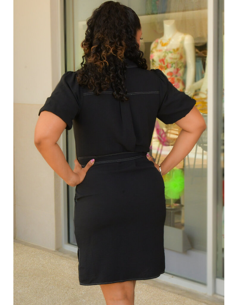 NINETY CLOTHING KAORI- Button Down Dress with Collar