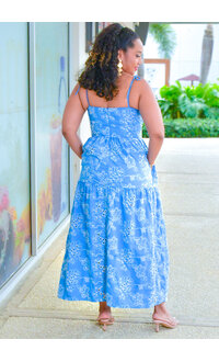 Julia Jordan KIBIR- Long Embroidery Dress with Tie Spaghetti Straps