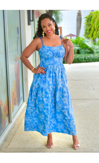 Julia Jordan KIBIR- Long Embroidery Dress with Tie Spaghetti Straps