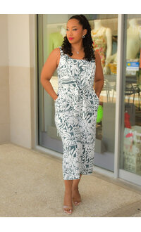 RELEE- Printed 3/4 Jumper with Tie Waist