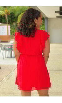 GILLE- Frill Arm Dress with Crochet & Band