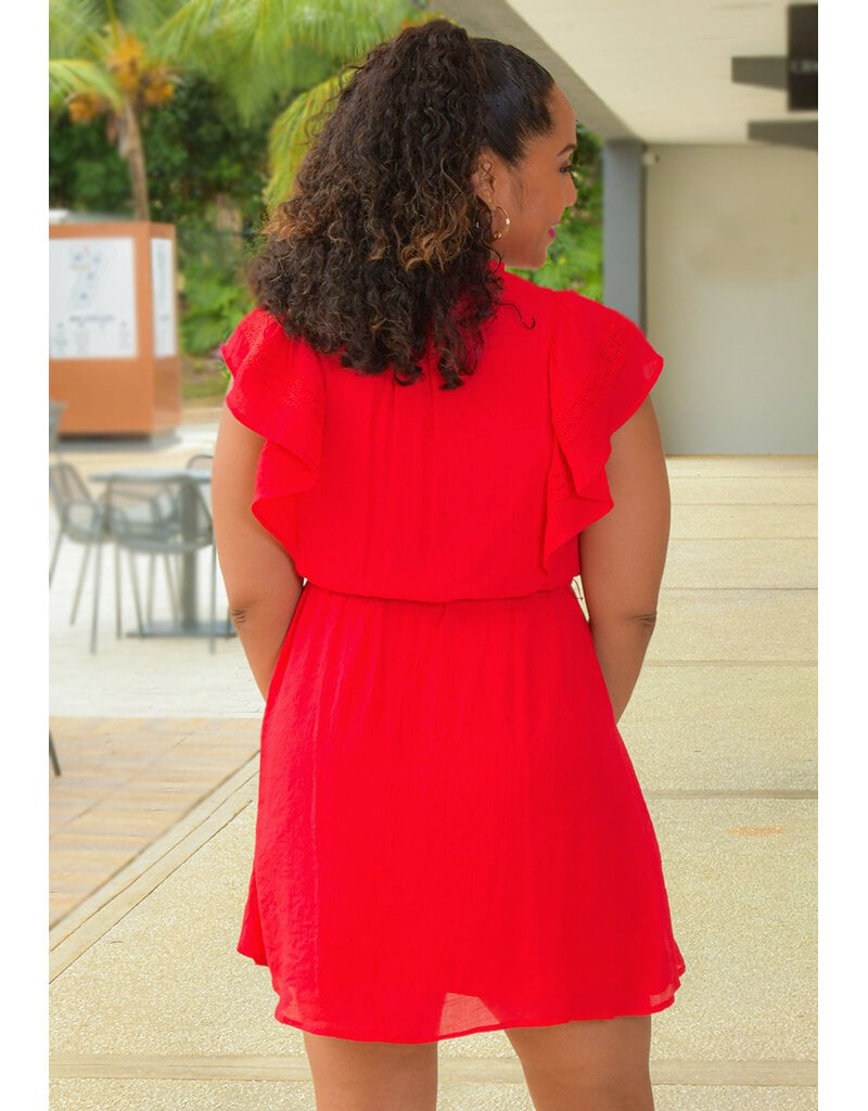 GILLE- Frill Arm Dress with Crochet & Band