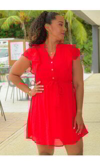 GILLE- Frill Arm Dress with Crochet & Band