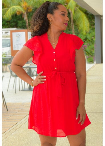 GILLE- Frill Arm Dress with Crochet & Band