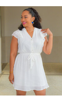 GILLE- Frill Arm Dress with Crochet & Band