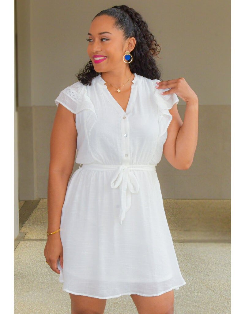 GILLE- Frill Arm Dress with Crochet & Band