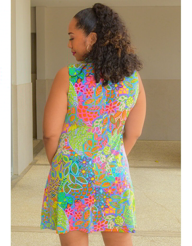 MSK IDESA-Printed Collar Dress with Zip