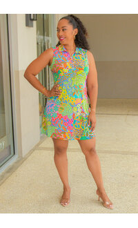 MSK IDESA-Printed Collar Dress with Zip