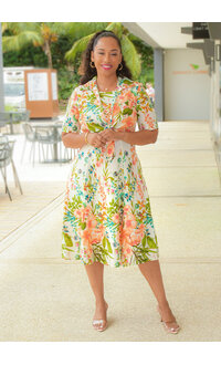 Maison Tara KAIRI- Floral Jacket Look Dress with Tie