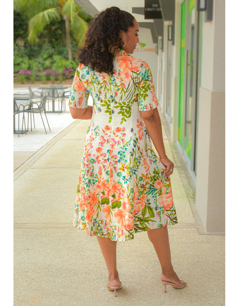 Maison Tara KAIRI- Floral Jacket Look Dress with Tie