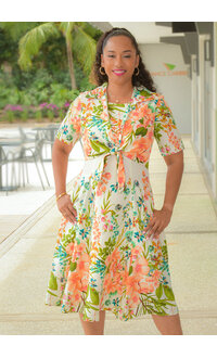 Maison Tara KAIRI- Floral Jacket Look Dress with Tie