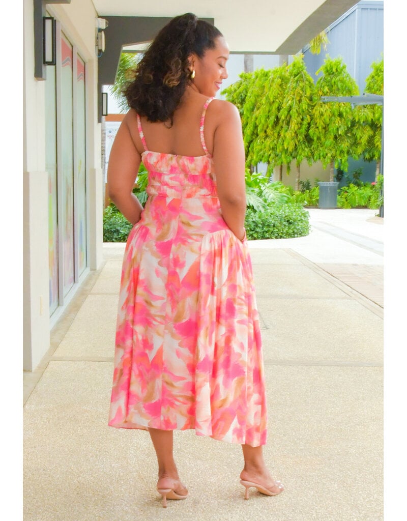 KANIO- Printed Elastic Dress with Small Straps