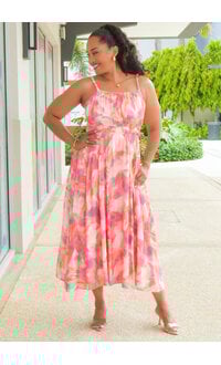 KANIO- Printed Elastic Dress with Small Straps