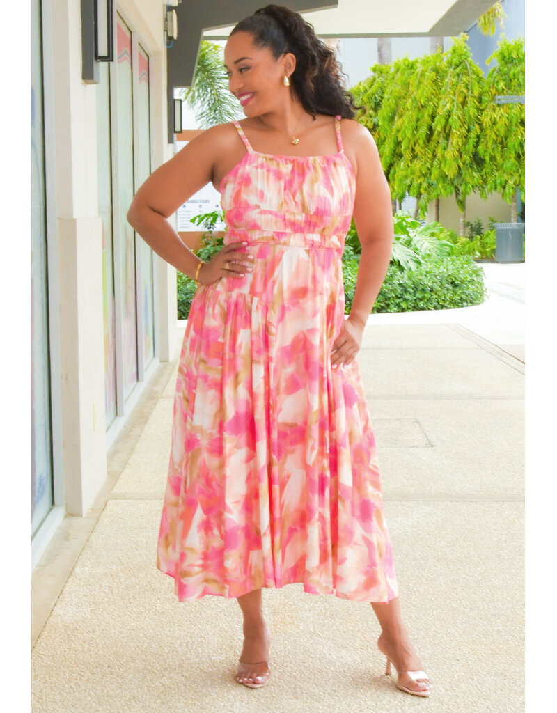 KANIO- Printed Elastic Dress with Small Straps