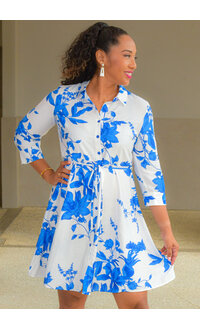 MLLE Gabrielle KANNE- Floral Button Down Dress with 3/4 Sleeves