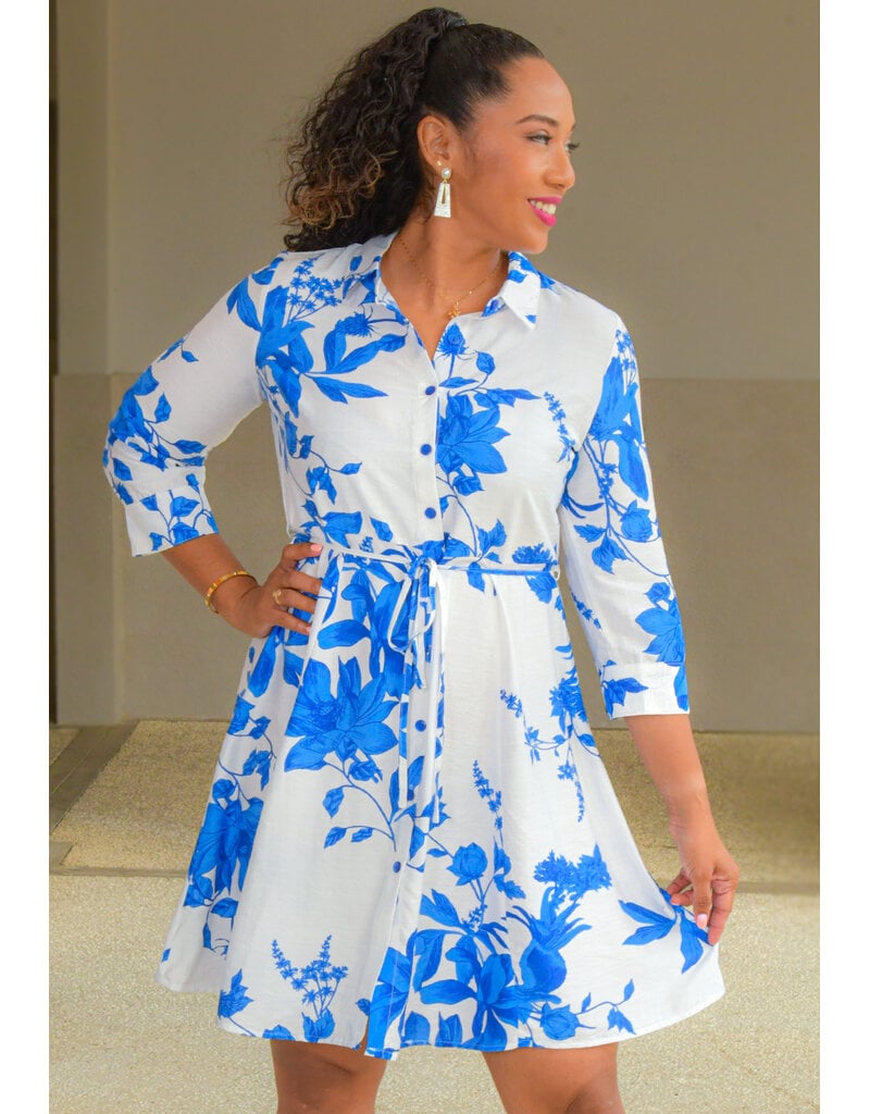 MLLE Gabrielle KANNE- Floral Button Down Dress with 3/4 Sleeves