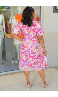 GIGIO KARTEL- Floral Button Down Dress with Short Sleeves