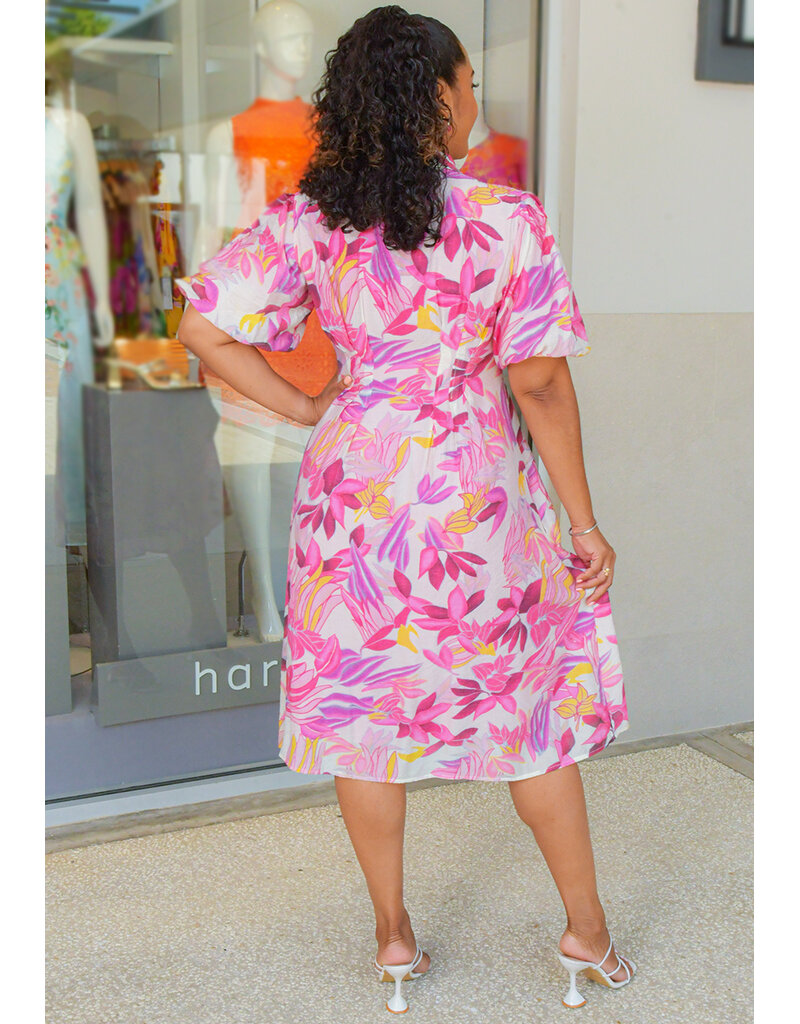 GIGIO KARTEL- Floral Button Down Dress with Short Sleeves