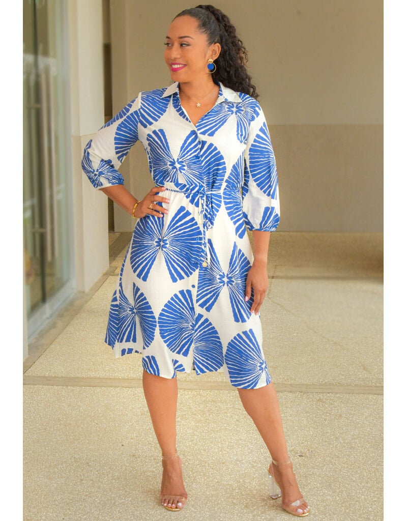 MLLE Gabrielle KEJIAH- Button Down Palm Print Dress