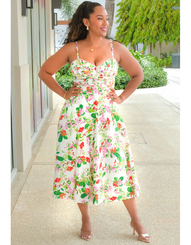 KENDY- Long Floral Spaghetti Strap Dress