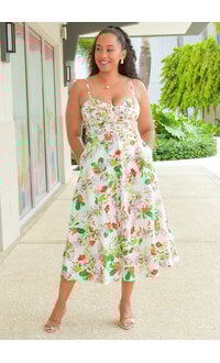 KENDY- Long Floral Spaghetti Strap Dress