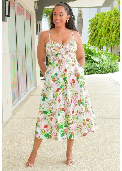 KENDY- Long Floral Spaghetti Strap Dress