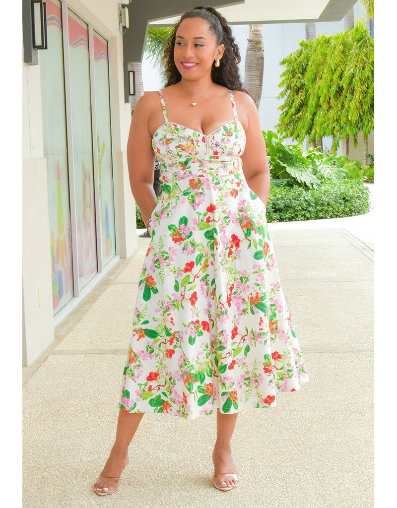 KENDY- Long Floral Spaghetti Strap Dress
