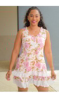 PAPILLON KERTAN- Floral Armhole Frill Hem Dress