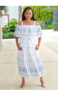 Maison Tara KINSLEE- Printed Cold Shoulder Dress