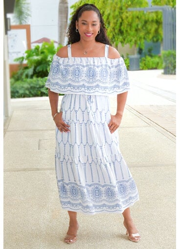 Maison Tara KINSLEE- Printed Cold Shoulder Dress