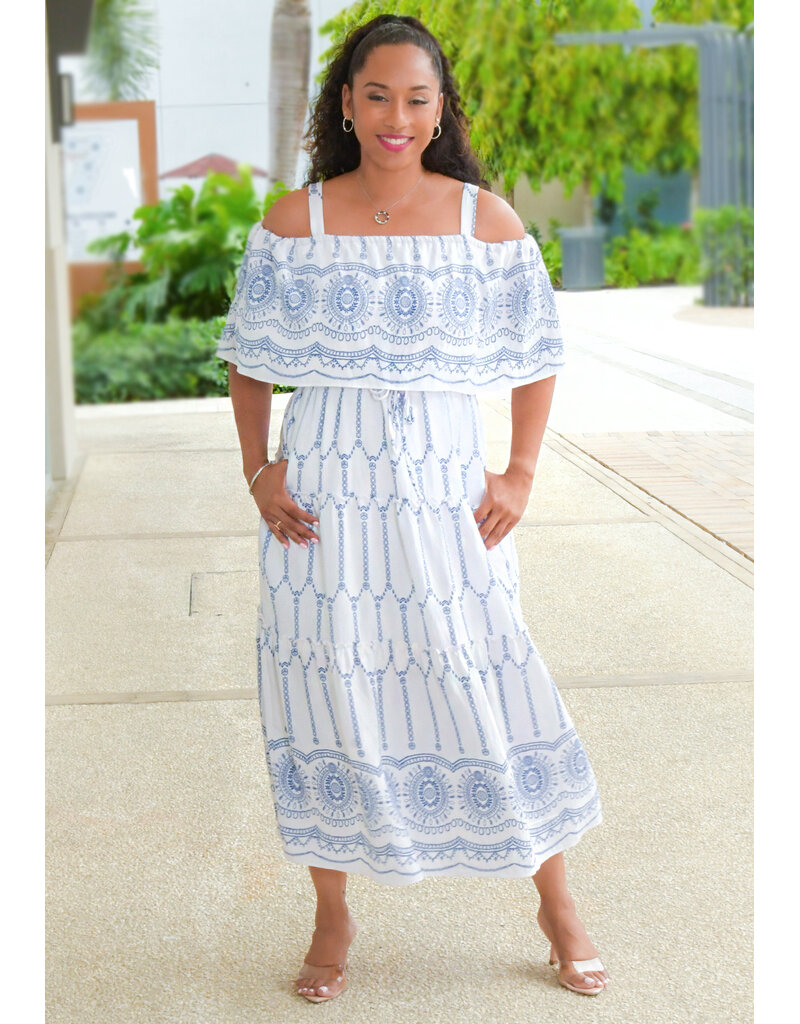 Maison Tara KINSLEE- Printed Cold Shoulder Dress