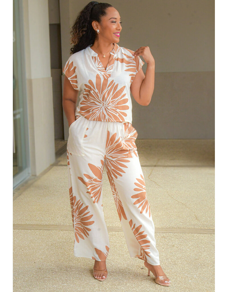 TURKS & CAICOS KOJUA- Printed 2 Piece Pants Suit