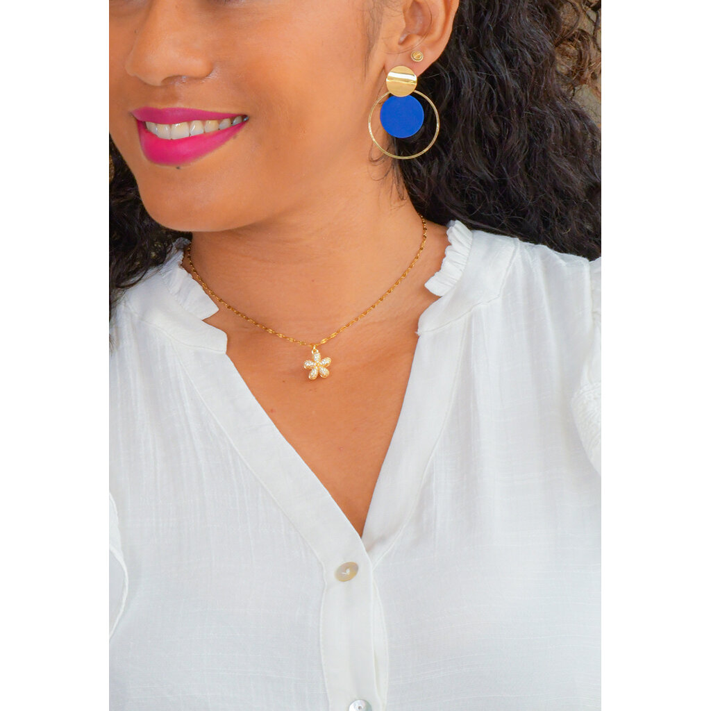 Circle Inset Drop Earrings