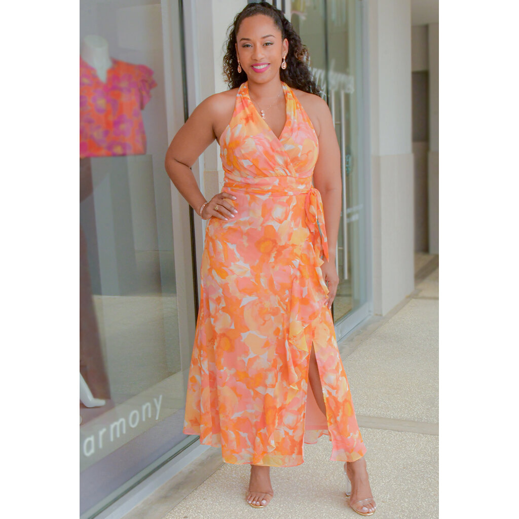 FAJA- Long Printed Lap Top Dress with Band