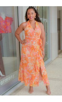 FAJA- Long Printed Lap Top Dress with Band