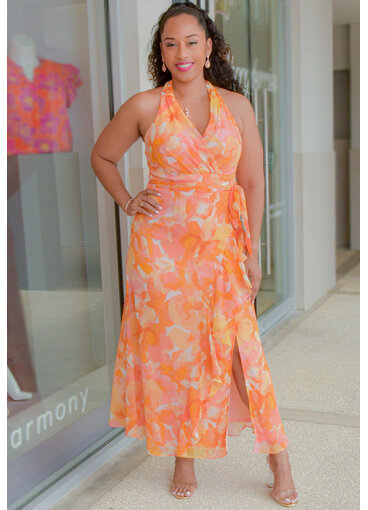 FAJA- Long Printed Lap Top Dress with Band