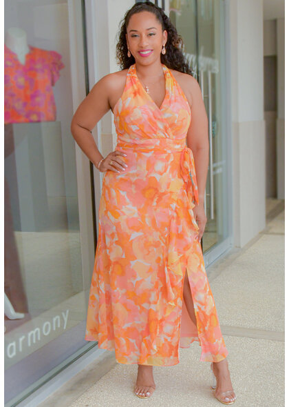 FAJA- Long Printed Lap Top Dress with Band