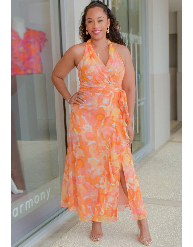 FAJA- Long Printed Lap Top Dress with Band