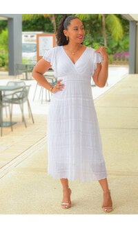 LAMIN- Long Lap Top Double Frill Arm Dress