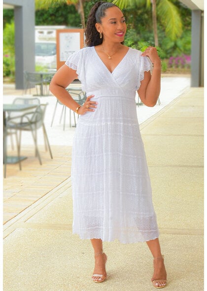 LAMIN- Long Lap Top Double Frill Arm Dress