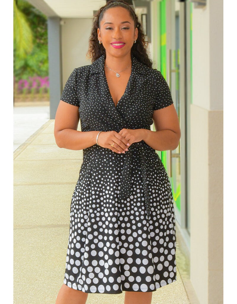 Shelby & Palmer ROEDIA- Polka Dot Lap Top Dress with Collar