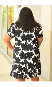 Shelby & Palmer RATON- Floral Frill Hem Dress with Short Sleeves