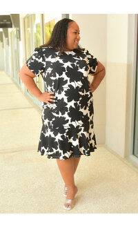 Shelby & Palmer RATON- Floral Frill Hem Dress with Short Sleeves