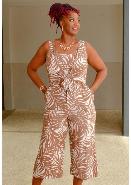 KYOMI- Printed Armhole Jumper with Tie Front