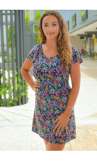 Signature IDANELLY- Floral Printed Dress with Elastic Shoulders